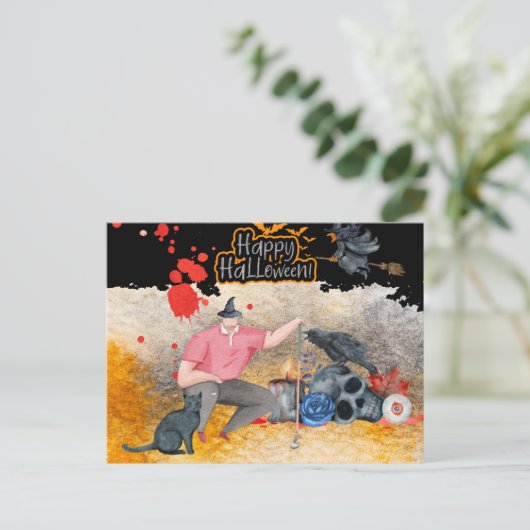 ゴルファーカード用ゴルフハロウィンデー ポストカード (スタンド正面)