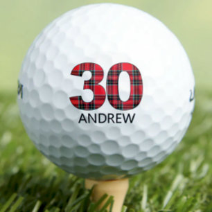 ゴルファークールギフト30th誕生日レッドプレイドデザイン30 ゴルフボール