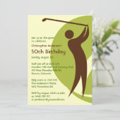 ゴルファーゴルフグリーンブラウン50th誕生日 招待状 (スタンド正面)