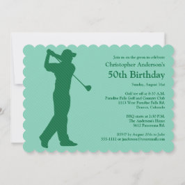 ゴルファーゴルフグリーンホワイト50th誕生日招待状 招待状