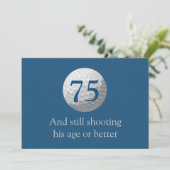 ゴルファーゴルフゴルフブルー75誕生日招待状 招待状 (スタンド正面)