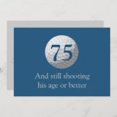 ゴルファーゴルフゴルフブルー75誕生日招待状 招待状 (正面/裏面)