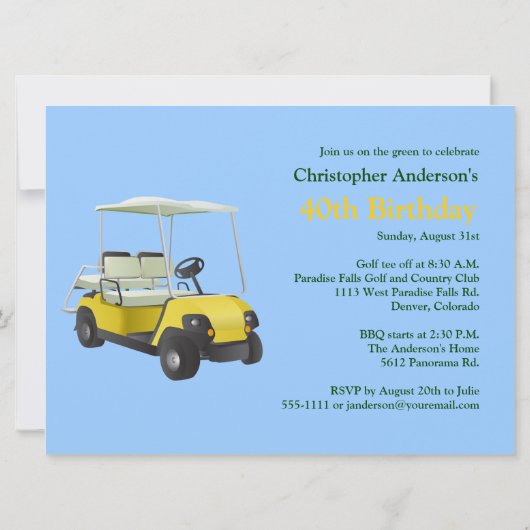 ゴルファーゴルフゴルフ40歳の誕生日招待状 招待状 (裏面)