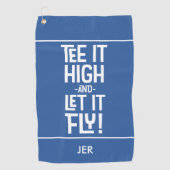 ゴルファーゴルフティーユーモアスポーツおもしろいモノグラムブルー ゴルフタオル (正面)