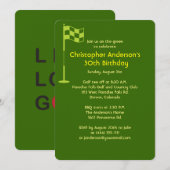 ゴルファーゴルフボールと30歳の誕生日フラグ 招待状 (正面/裏面)