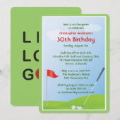 ゴルファーゴルフボールと30歳の誕生日フラグ 招待状 (正面/裏面)