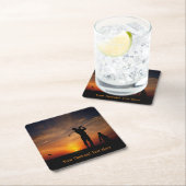 ゴルファーサンセットカスタム文字紙コースター スクエアペーパーコースター (インサイチュ)