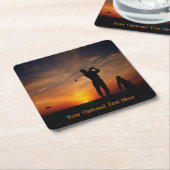 ゴルファーサンセットカスタム文字紙コースター スクエアペーパーコースター (アングル)