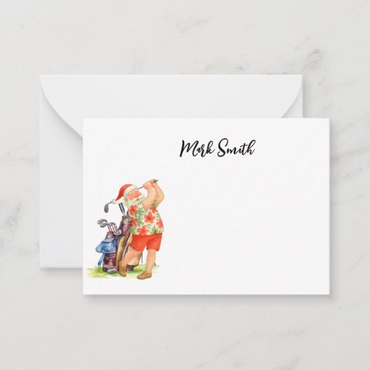 ゴルファーサンタクロースのクリスマス ノートカード (正面)