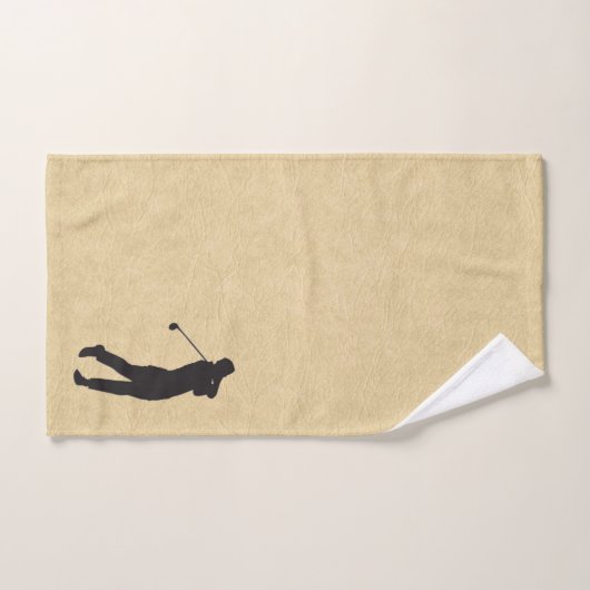 ゴルファーシルエットスポーツデザインレザールック バスタオルセット (ハンドタオル)