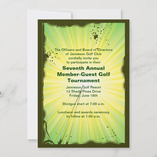 ゴルファースイングゴルフクラブゴルフトーナメント招待状 招待状 (裏面)