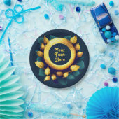 ゴルファーズグリーンと金ゴールドリース ペーパープレート (パーティー)