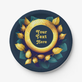 ゴルファーズグリーンと金ゴールドリース ペーパープレート