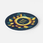 ゴルファーズグリーンと金ゴールドリース ペーパープレート (アングル)