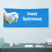 ゴルファーハンドは、青い旗の上にゴルフボールを持つ 横断幕 (トレードショー)