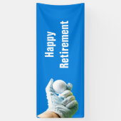 ゴルファーハンドは、青い旗の上にゴルフボールを持つ 横断幕 (縦)