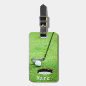 ゴルファーバッグラベルでゴルフボールを穴に開ける ラゲッジタグ (正面縦)