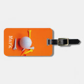 ゴルファーバッグラベル(ゴルフボールとティーをオレンジにする) ラゲッジタグ (正面横)