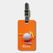 ゴルファーバッグラベル(ゴルフボールとティーをオレンジにする) ラゲッジタグ (正面縦)