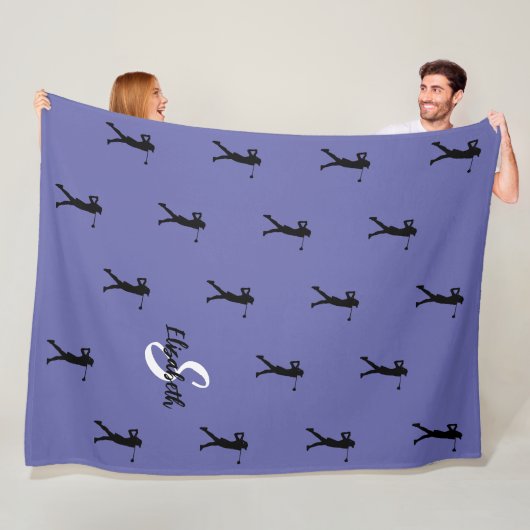 ゴルファーパターン モノグラム 名前イニシャル 淡紫色 フリースブランケット (インサイチュ)