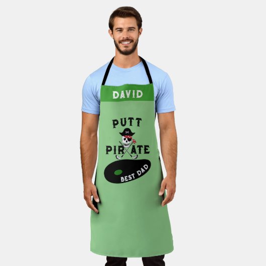ゴルファーパパギフトパーソナライズされたゴルフ海賊シェフ エプロン (着用した状態)