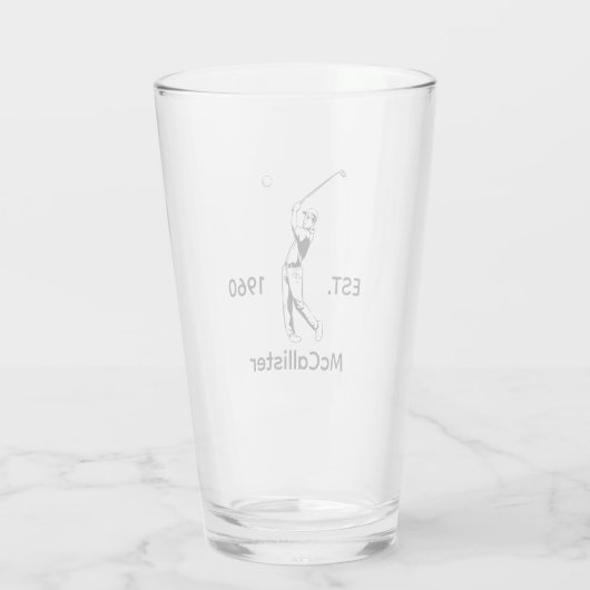 ゴルファーパーソナライズされたと名前と年 タンブラーグラス (裏面)