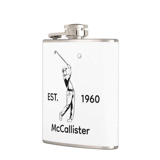 ゴルファーパーソナライズされたと名前と年 フラスク (左)