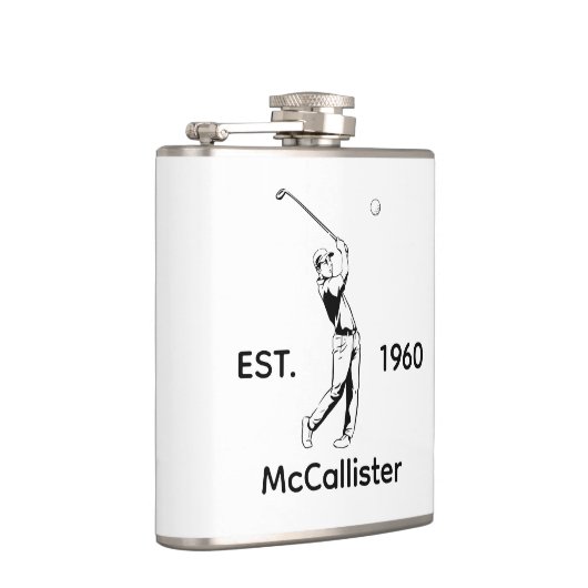 ゴルファーパーソナライズされたと名前と年 フラスク (右)