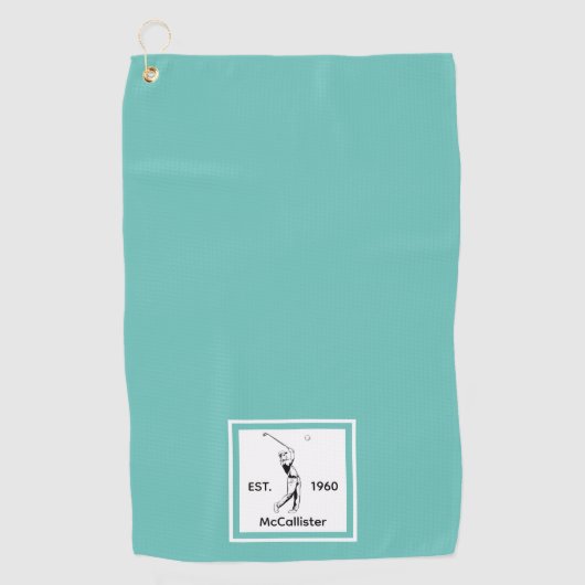 ゴルファーパーソナライズされたの名前と年 ゴルフタオル (正面)