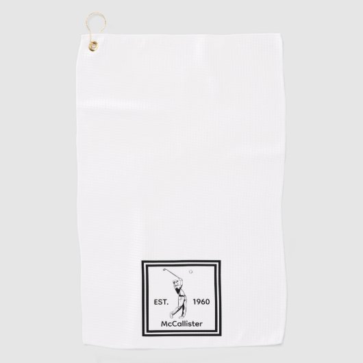 ゴルファーパーソナライズされたの名前と年 ゴルフタオル (正面)