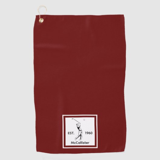 ゴルファーパーソナライズされたの名前と年 ゴルフタオル (正面)