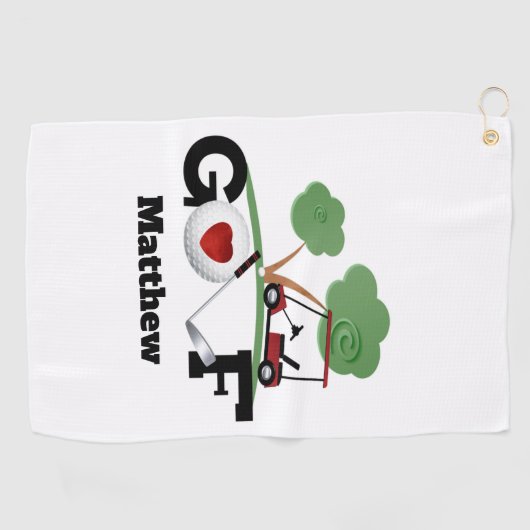 ゴルファーパーソナライズされたズゴルフカート ゴルフタオル (横)