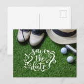 ゴルファーパーティーの日程をゴルフボールでお知らせ インビテーションポストカード (正面/裏面)