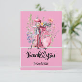 ゴルファーパーティー用ゴルフテーマピンク誕生日 サンキューカード (スタンド正面)