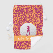 ゴルファーフェミニンレディーシルエットピンクオレンジガーリー色 ゴルフタオル (インサイチュ)