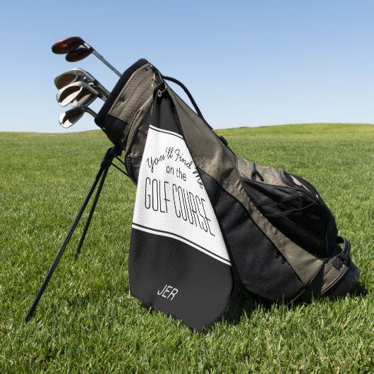 ゴルファーブラック&ホワイトゴルフコース引用文 モノグラムの ゴルフタオル (グリーン)