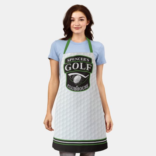 ゴルファープロゴルフプレーヤークラブクラブクラブクラブハウスパーソナライズされた エプロン (着用した状態)