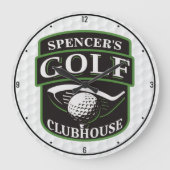 ゴルファープロゴルフプレーヤークラブクラブクラブクラブハウスパーソナライズされた ラージ壁時計 (正面)