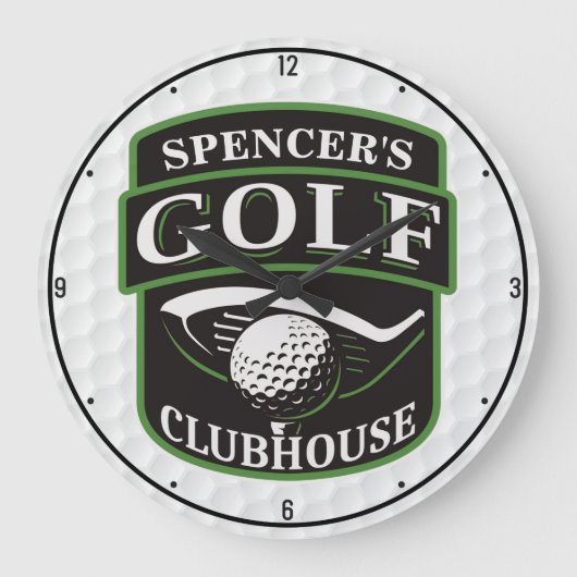 ゴルファープロゴルフプレーヤークラブクラブクラブクラブハウスパーソナライズされた ラージ壁時計 (正面)