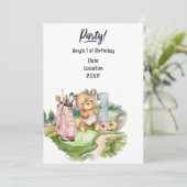 ゴルファーベビー1st誕生日の保存日付 招待状 (スタンド正面)