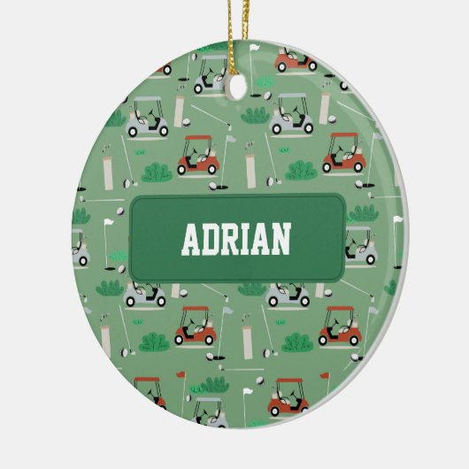 ゴルファーモダンゴルフテーマパーソナライズされた名 セラミックオーナメント (左)