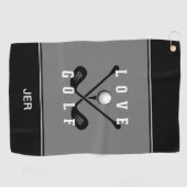 ゴルファーモダンゴルフボールプロスポーツ引用文ブラックグレー ゴルフタオル (横)