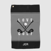 ゴルファーモダンゴルフボールプロスポーツ引用文ブラックグレー ゴルフタオル (正面)