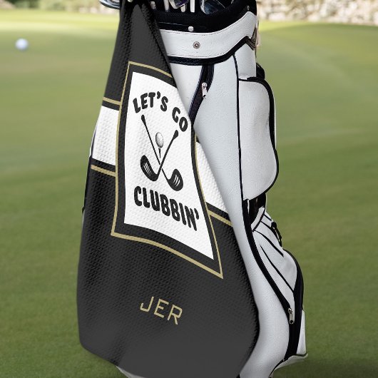 ゴルファーモダンゴルフモノグラムプロスポーツブラック金ゴールド ゴルフタオル