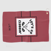 ゴルファーモダンゴルフモノグラムプロスポーツレッドブラック ゴルフタオル (横)