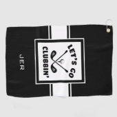 ゴルファーモダンゴルフモノグラムプロスポーツ白黒 ゴルフタオル (横)