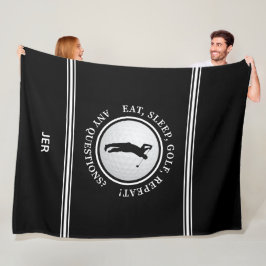 ゴルファーモダンスポーツモノグラムゴルフプロ白黒 フリースブランケット