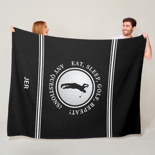 ゴルファーモダンスポーツモノグラムゴルフプロ白黒 フリースブランケット (インサイチュ)