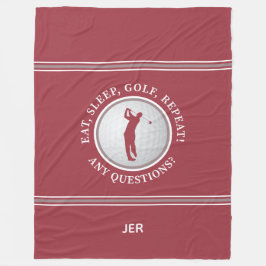 ゴルファーモダンスポーツモノグラムゴルフボールレッドグレー フリースブランケット