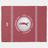 ゴルファーモダンスポーツモノグラムゴルフボールレッドグレー フリースブランケット (正面(横))